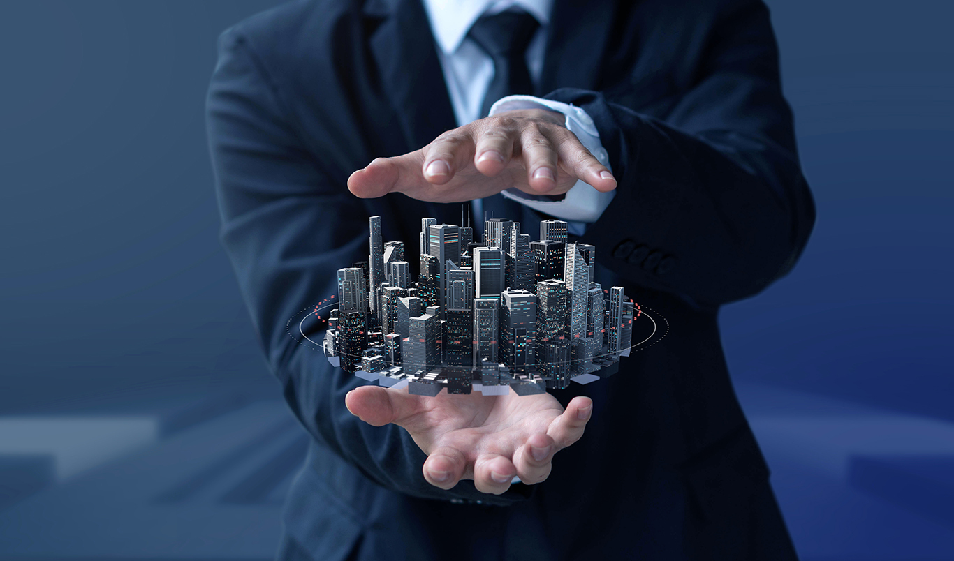Business man create design modern building and real estate Business man create design modern building and real estate for investment